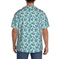thumbnail image 3 of Fotbe Teal turquoise shell Camisa Estampada de Manga Corta para Hombre, Casual de Verano, Estilo Playero, Sin Arrugas-Small, 3 of 5