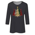 thumbnail image 4 of Lolmot Plus Size Merry Christmas T-Shirt for Women Leopard Plaid Xmas Tree Shirts 3/4 Sleeve Crew Neck Baseball Tees Tops, 4 of 4
