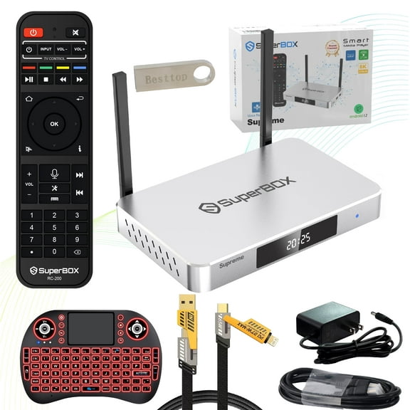 Superbox S6 Supeme 2025 Premium Edition , 8k Resolution, Super Box Supreme Built-in Voice Control System, Dual Band WiFi, 2T2R, Includes Detailed Setup Guide