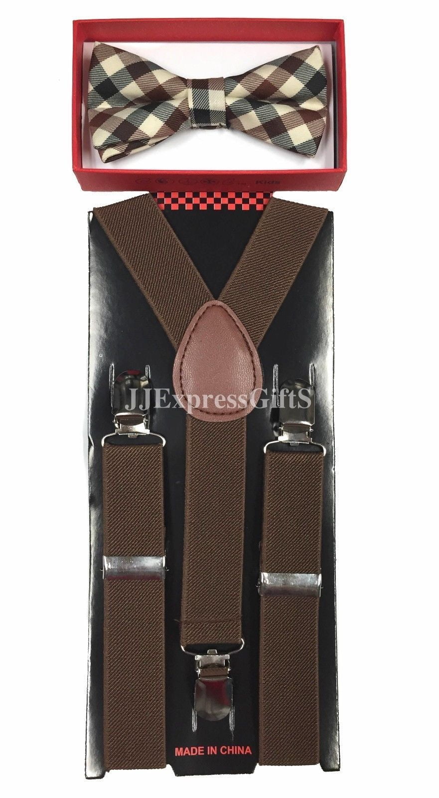 Bow Tie Combo Set Wedding Toddler Kids Boys Girls Baby New Brown Suspender