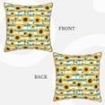 thumbnail image 3 of Fotbe White Blue Striped Sunflower Pattern Velvet Decorative Throw Pillow Covers with Elegant Piping, Soft Plush Cushion Cover for Sofa, Bed, Car, Office-18"x18", 3 of 8