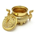thumbnail image 2 of Alloy Incense Burner Double Dragon Style Hollow Cap Censer Cone Holder Decor, 2 of 6