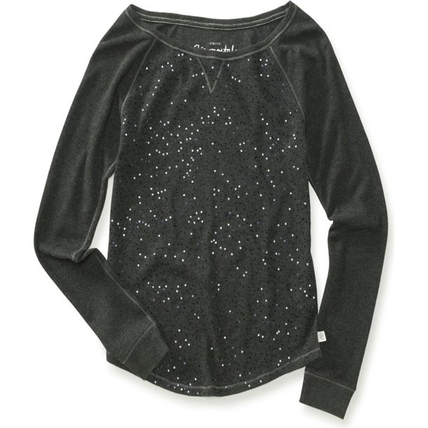 Suéter Térmico Aeropostale con lentejuelas para mujer gris grande Térmico