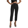 thumbnail image 2 of Womens Casual High Waist Straight Leg Pants Women's Fashion Solid Color Zipper Straight Dress Pants Dark Gray S, 2 of 6