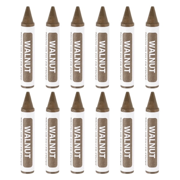 Uxcell Furniture Repair Wood Markers, 12 Pack Walnut Wood Wax Filler Sticks, Touch Up Pen Crayons for Scratches, Wood Floors, Tables