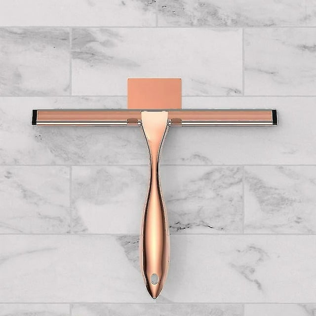 All-purpose Shower Squeegee For Shower Doors, Bathroom, Window And Car Glass - Black, Stainless Steel-14-inch-rose Gold