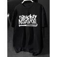 thumbnail image 1 of Men's Regular Size Casual T-Shirt - "Naughty by Nature" Graphic Tee with Baseball Bat Design, Black Short Sleeve, Round Neck, Summer Sportswear, Machine Washable, Casual Sportswear | Bold P, 1 of 6