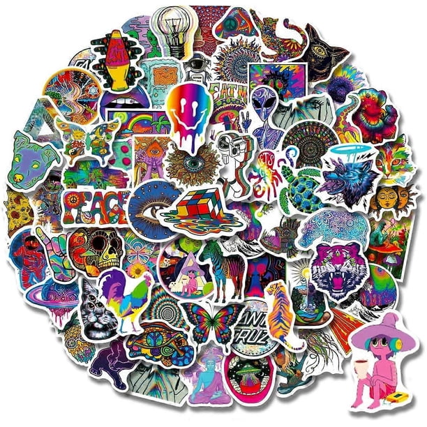 Trippy Stickers 100 PCS Psychedelic Stickers for Adults,Trippy Accessories Stickers,Hippie Sticker Packs for Adults,Laptop Hydro Flask Water Bottle Ca