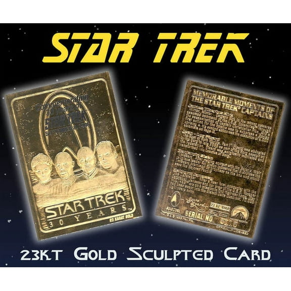 STAR TREK 4-Captains KIRK PICARD SISKO JANEWAY 23K Gold Card 30-Anniversary