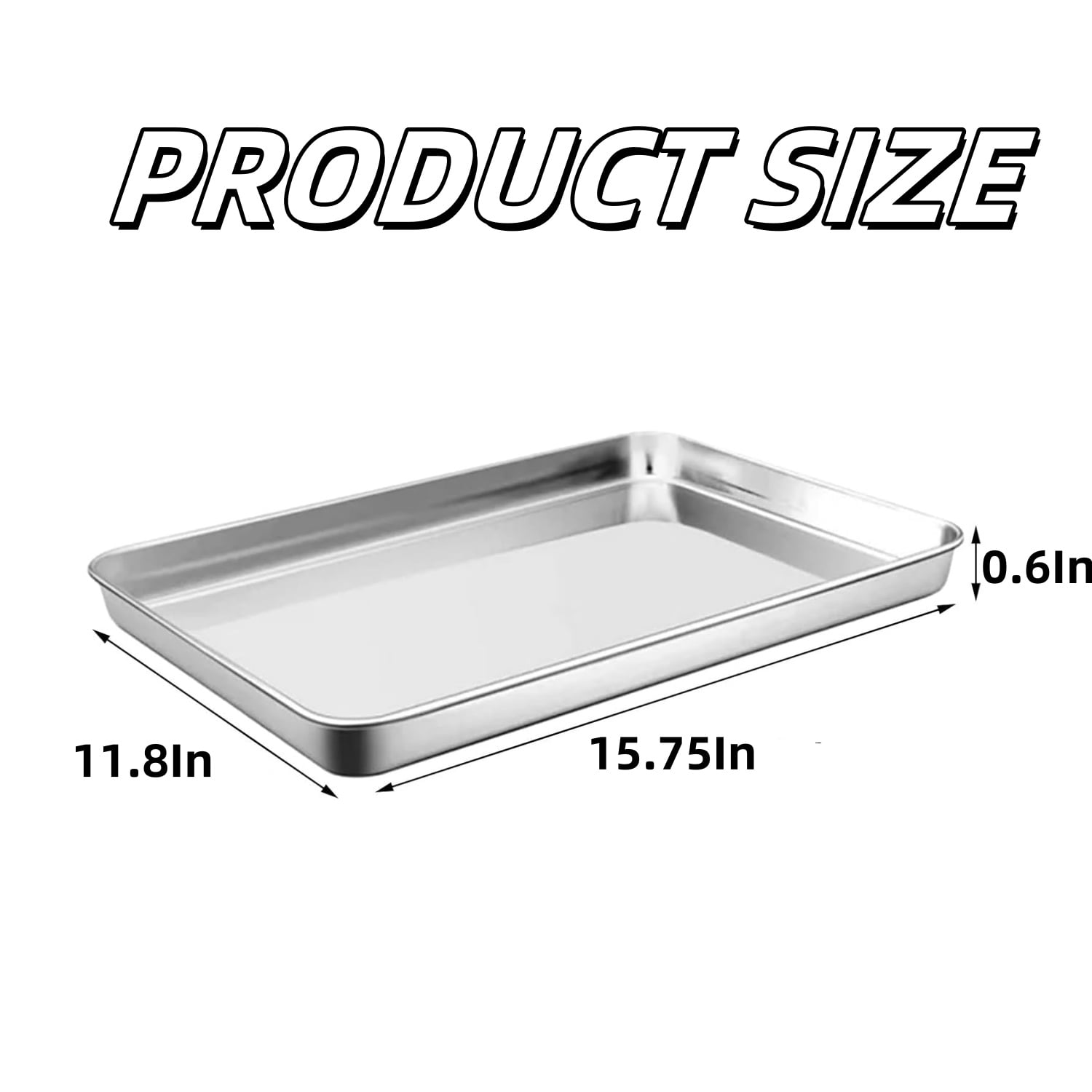 15.75x11.8In Baking Sheet,Stainless Steel Cookie Baking Pan,Dishwasher Safe,Commercial Grade Sheet Pans for Oven Baking
