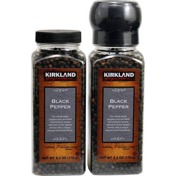 KS Black Pepper with Grinder, 6.3 oz, 2-count