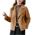 thumbnail image 2 of Chaqueta y abrigo de piel sintética de manga larga sin capucha para mujer, con solapa y doble botonadura, de lana corta, informal, holgada, blusa para mujer, 2 of 6