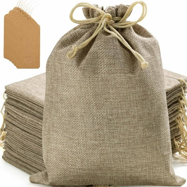 Bolsas de Regalo Homum 30x40 cm de Yute con Cordón 24 piezas