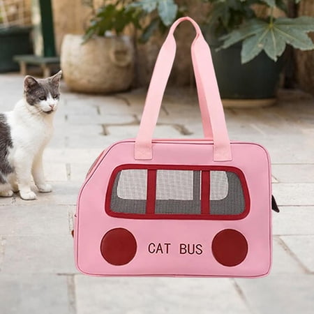 EHJRE Cat Carrier Bag Kitten Travel Resistant Foldable Mesh Handbag Puppy Carrier Bag for Small Animals Going Out Vacation Pink