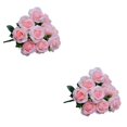 thumbnail image 2 of Ounissouiy 11 cabezas de rosas artificiales, ramo de flores, novia, boda, fiesta en casa, decoración de flores falsas Rosa claro 2Conjunto, 2 of 6