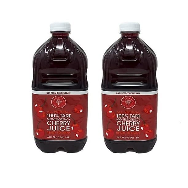Cherry Bay Orchards Tart Montmorency Cherry Juice, 64 oz Bottle (2 Pack, total 128 ounces) 100