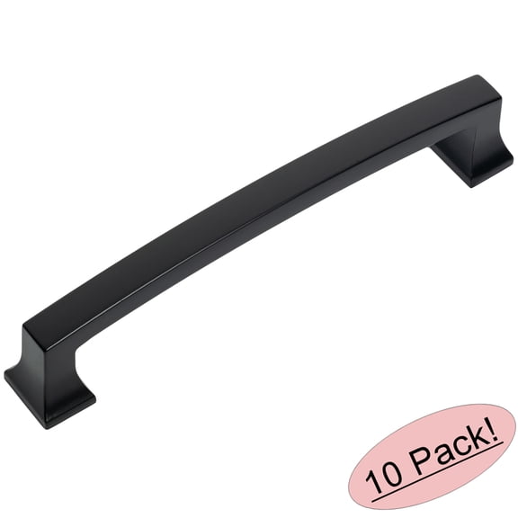 10 Pack - Cosmas 755-128FB Flat Black Contemporary Cabinet Hardware Handle Pull - 5" Inch (128mm) Hole Centers