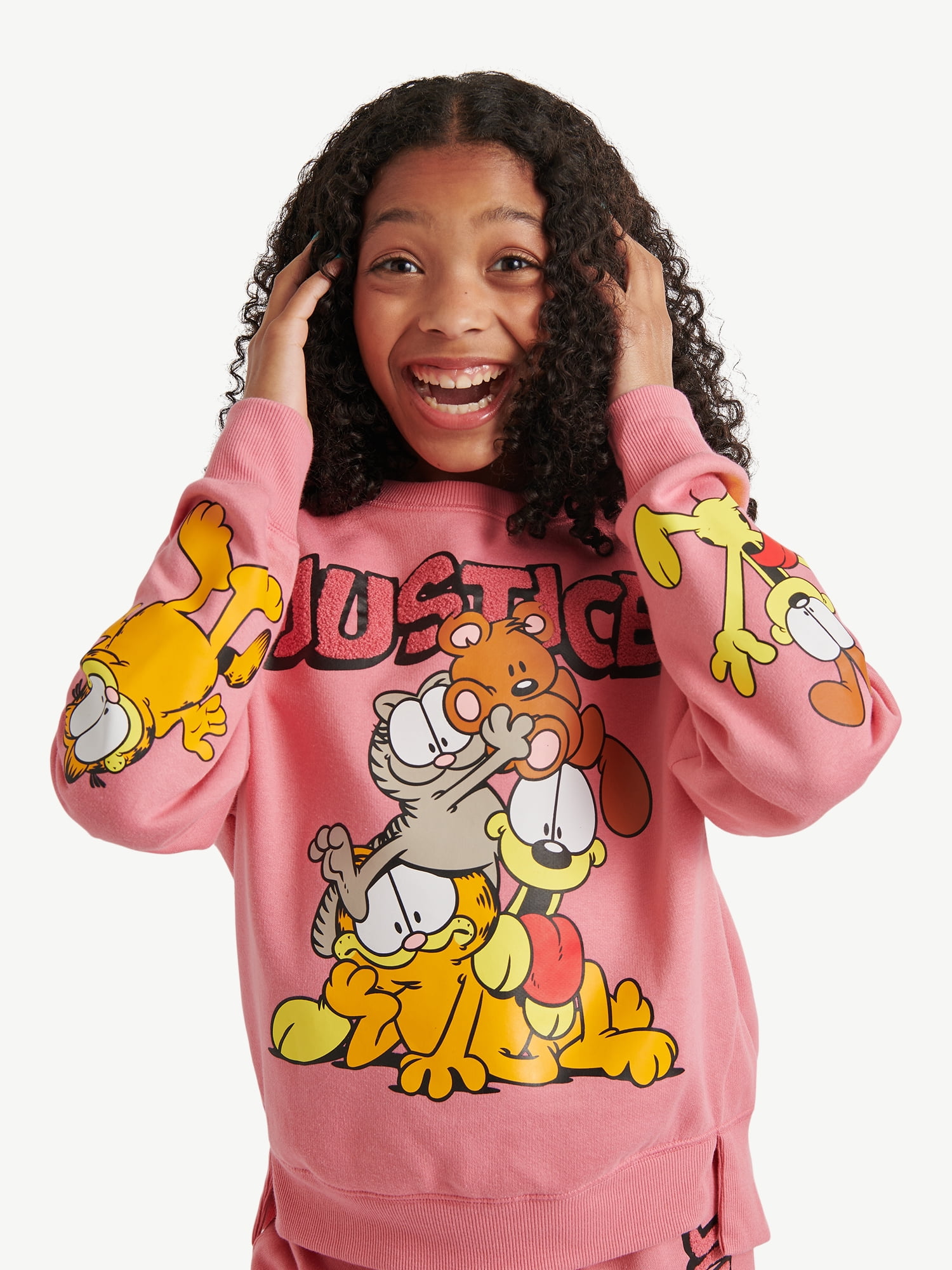 Justice x Garfield Girls Fleece Crewneck, Sizes XS - XLP