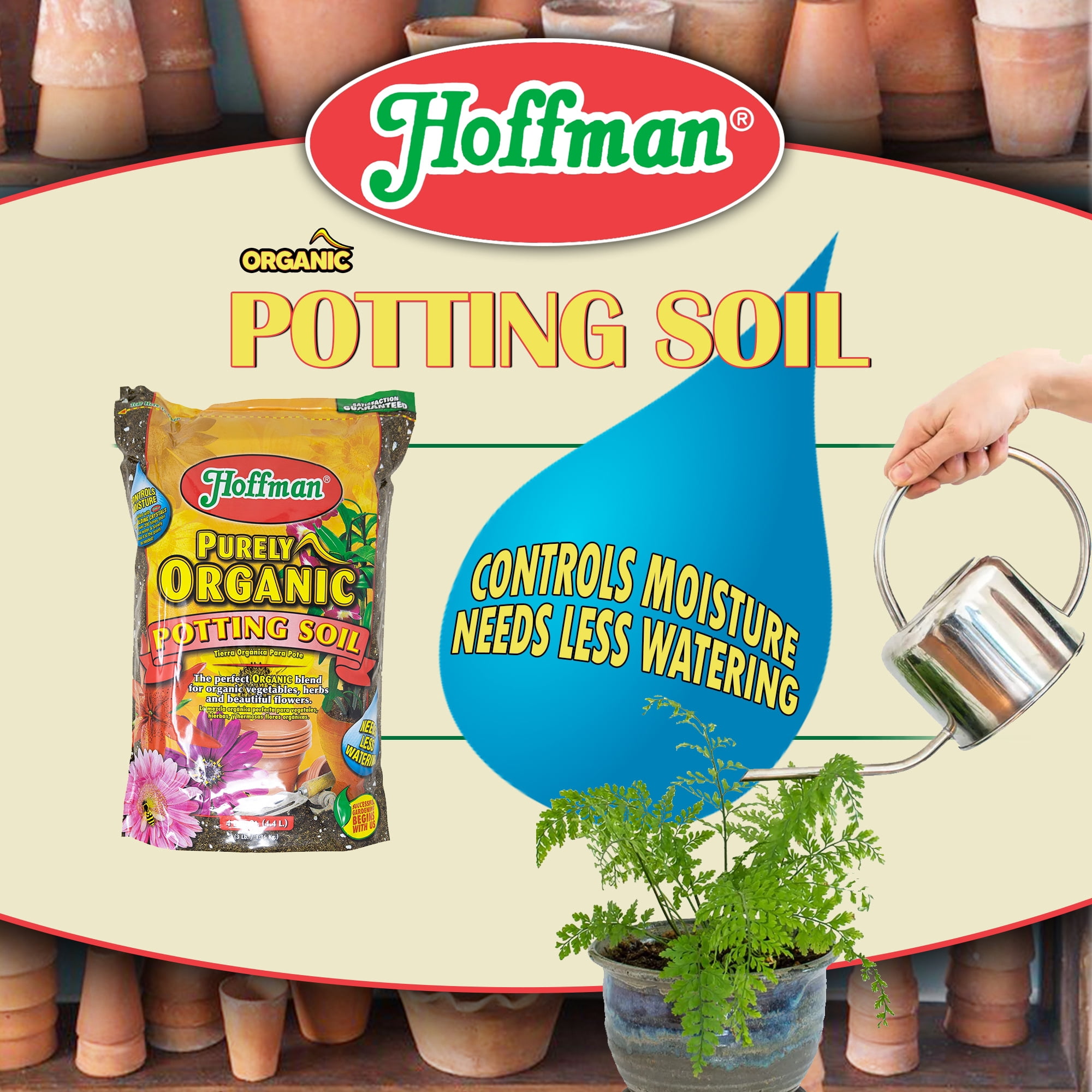 Hoffman Purely Organic Potting Soil with Moisture Control, 8 Quarts