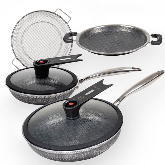 Juego Sartenes con Tapa Acero Inoxidable Antiadherente Flavor Stone 6 PIEZAS