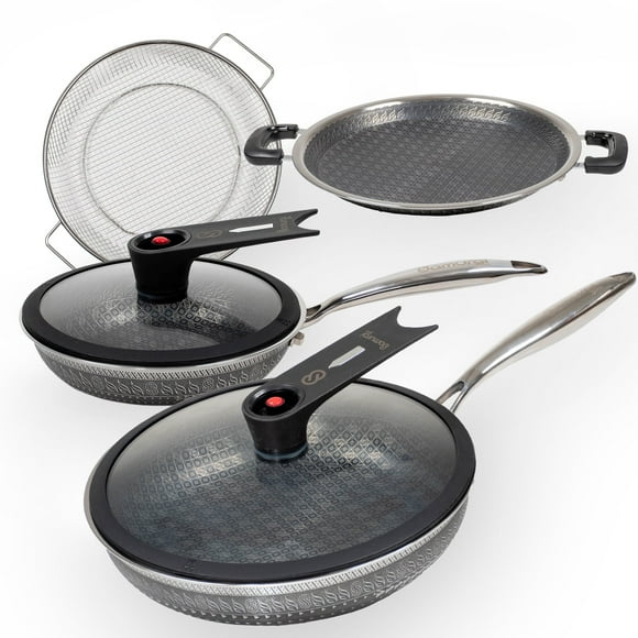 Juego Sartenes con Tapa Acero Inoxidable Antiadherente Flavor Stone 6 PIEZAS