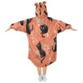 thumbnail image 2 of BZSMCE Wearable Blanket Hoodie Fashion Jet Cat Coral Bloom Home Wear, 2 of 7