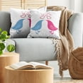 thumbnail image 5 of Ambesonne Love Throw Pillow Cover 2 Pack, Birds Heart Symbols Romance, 18", White Hot Pink Blue, 5 of 7