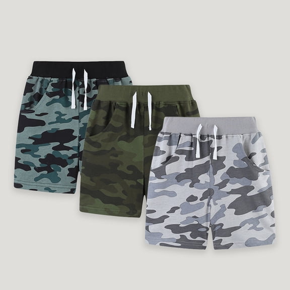 ZHOGXU Kids Child Boys Beach Shorts Elastic Waist Camouflage Print Lightweight Breathable Shorts For Holiday Vacation Beach,Army Green,1-2 Years
