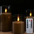 thumbnail image 3 of STGRGFHY 3pc Vanilla Scented Wax Flameless LED Gray Candles with Remote Timer,Glass Battery Operated Pillar Real Wax Candle Flickering Light Safe for Home,Spa,Gifts,Wedding Home Party Decor, 3 of 8
