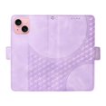 thumbnail image 5 of ELEHOLD For iPhone 13 Leather Wallet Phone Case, Embossed Diamond Folio Flip Cover, Card Holder Cash Slot, Stand Support, Wrist Strap Lanyard -Purple, 5 of 10