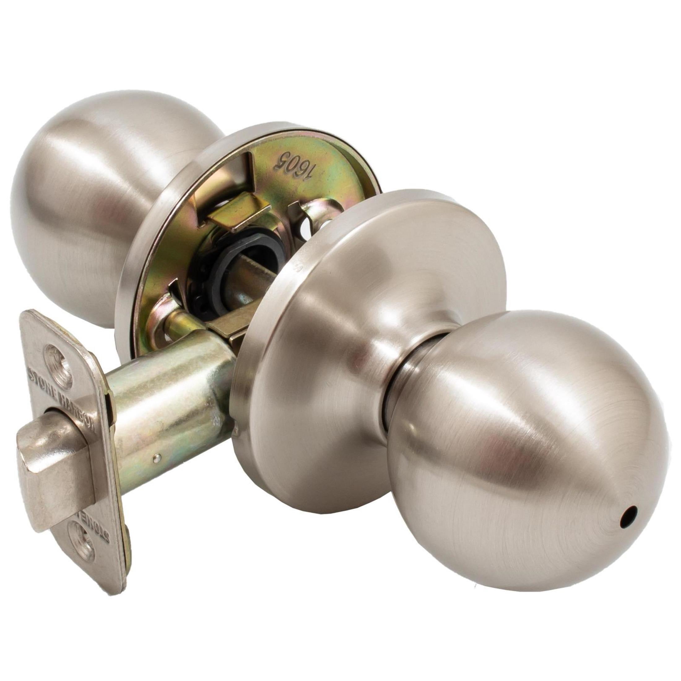 Stone Harbor Hardware Ball Door Knob, Privacy (Bed/Bath) Function, Satin Nickel