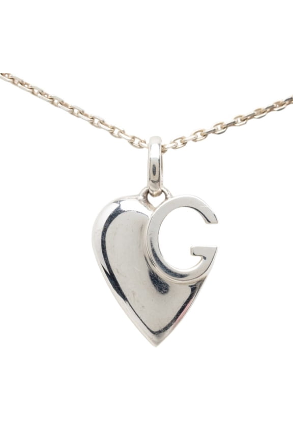 Pre-Owned Gucci G Heart Chain Pendant Necklace, SV925 Silver, Women's GUCCI