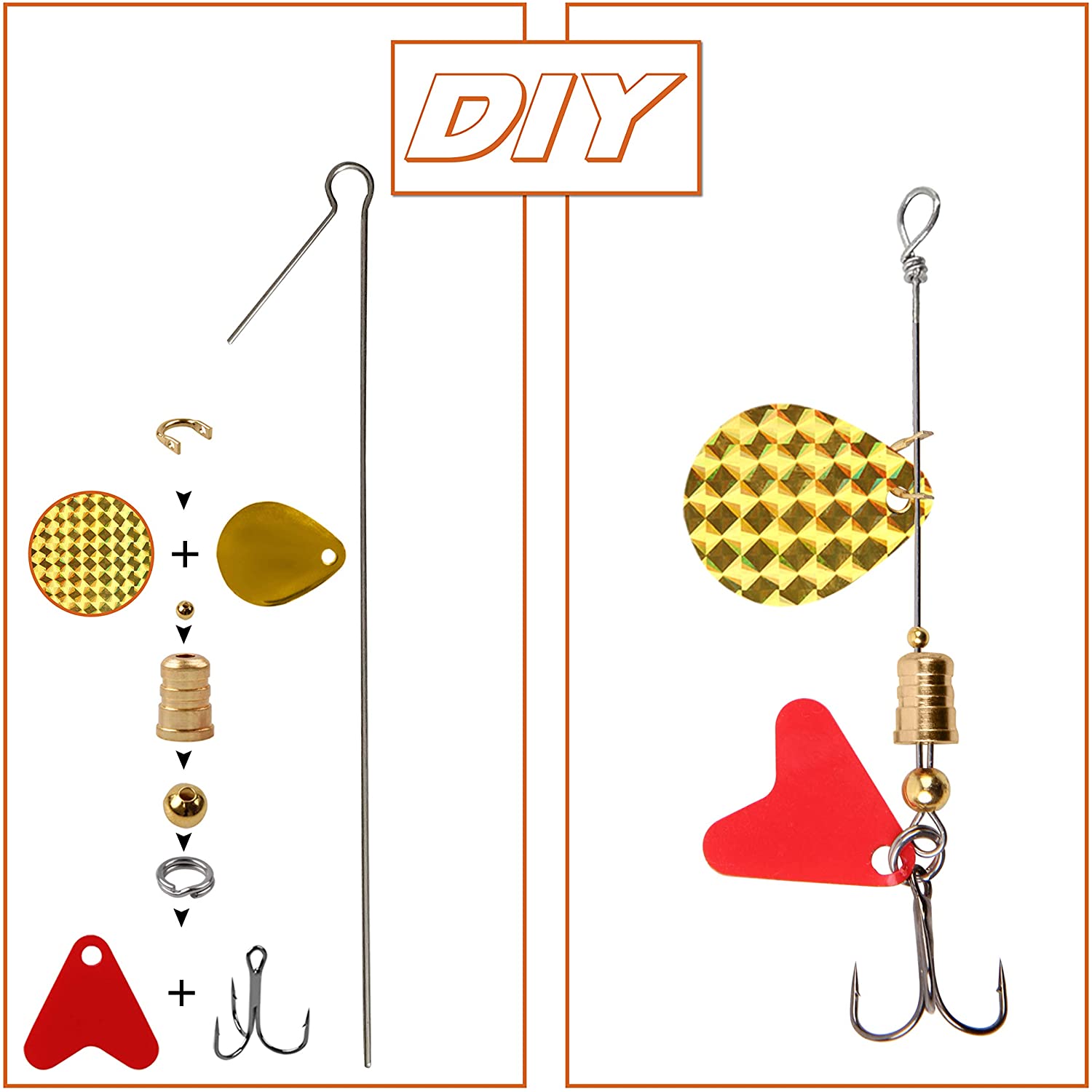 diy spinner fishing lure kit For Bass  also can use rig floats and spinner blades to make walleye rig Dr.Fish DIY Spinnerbait Making Kit,