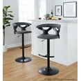 thumbnail image 2 of LumiSource Black Wood, Black Metal, Grey PU Gardenia Adjustable Barstool - Set of 2, 2 of 6
