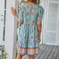 thumbnail image 3 of Robe à Imprimé Floral, Robe Courte d'Été à Fleurs en Ligne Col en V avec Bretelles pour Magasinage Bleu TG, 3 of 6