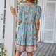 thumbnail image 4 of Vestido corto con cuello en V para mujer,Vestido de manga corta para mujer Vestido con cuello en V con estampado floral Vestido corto floral de verano Solución innovadora, 4 of 6