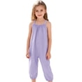 thumbnail image 6 of Favoffer Little Girls Jumpsuit Solid Color Loose Fit Straps Design Casual One Piece Bottoms Cute Romper for Infant Daily Wear 6M-3Y, 6 of 6