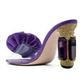 thumbnail image 4 of FSJ Women Sexy Charming Rose Floral Heel Sandals Clear PVC Band Crystal Chunky Heel Pointed Peep Toe Slip On Mules Party Prom Shoes Size 7 Purple, 4 of 4