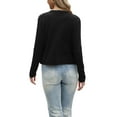 thumbnail image 3 of INSPIRE CHIC Button Knit Cardigan for Women's Long Sleeve Crew Neck Front Pockets Casual Sweater Cardigans S Black, 3 of 6