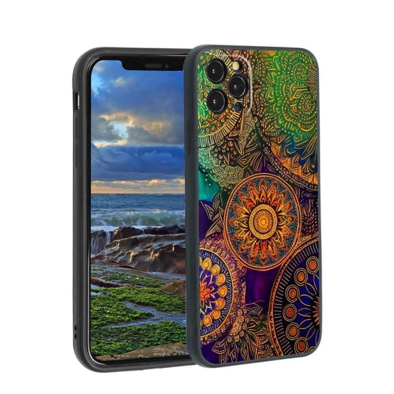 Colorful-Mandala-36 Phone Case, Degined for iPhone 11 Pro Case Men Women, Flexible Silicone Shockproof Case for iPhone 11 Pro