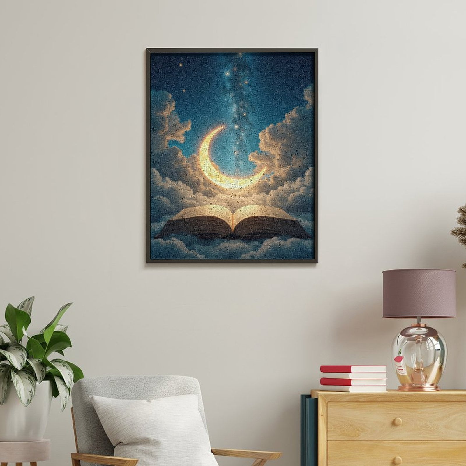 Paint By Numbers Kit for Adults Beginner - DIY Open Crescent Moon Sky Canvas Painting Kits for Adults, Frameless Paint By Number for Adults for Home Wall Decor 16x20 Inch