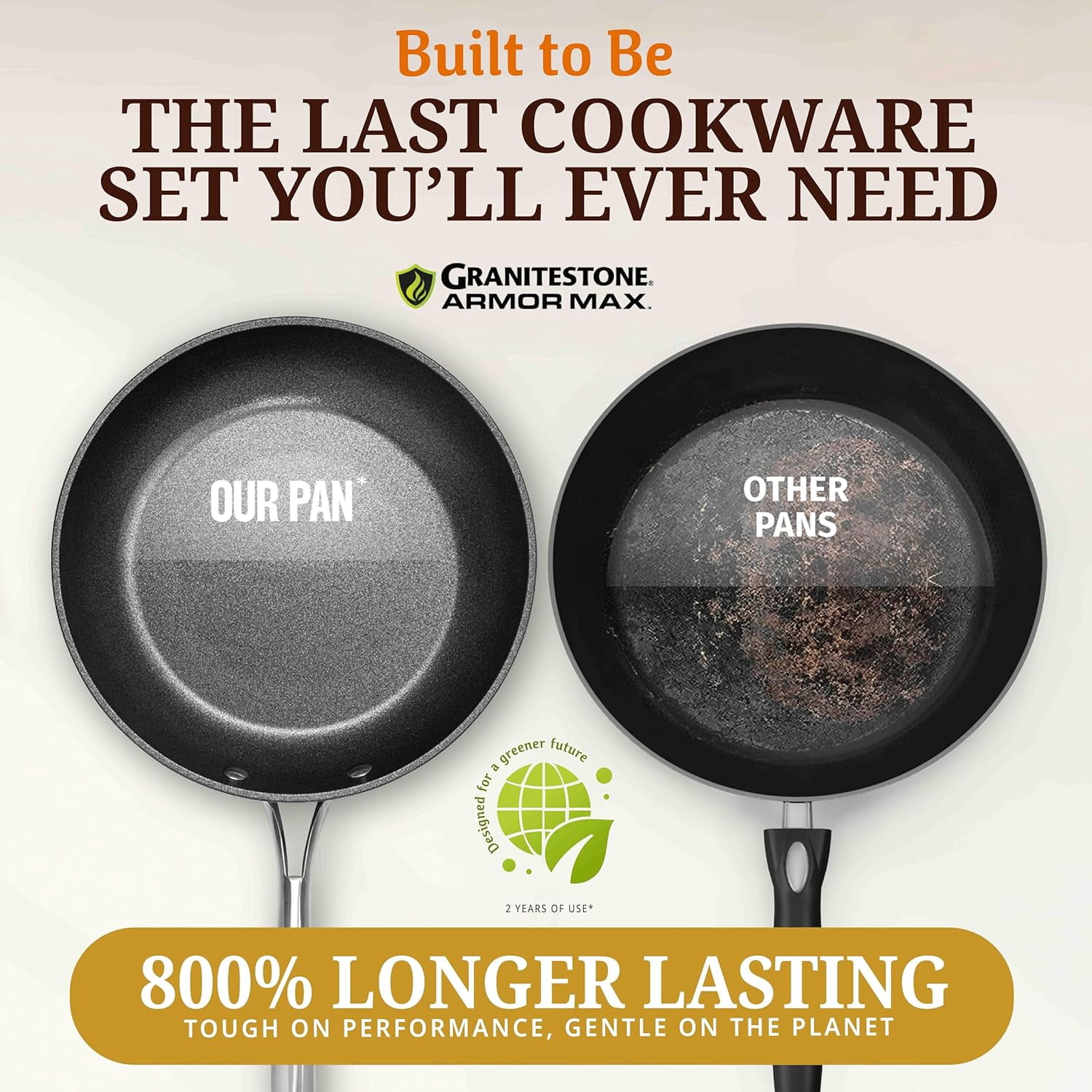 Granitestone Armor Max 20 Pc Hard Anodized Pots and Pans Set Non Stick, Induction Cookware Sets, Anodized Cookware Sets, Nonstick Cookware Set with Knife Set and Deep Fryer, Oven & Dishwasher Safe