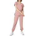 thumbnail image 2 of Mlqidk Healing Hands Scrubs for Women Breathable Nurse Scubs V Neck Top & Jogger Pant with Pockets Medical Scrub Set Pink L, 2 of 6