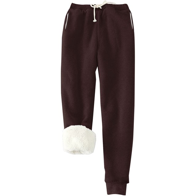 Pantalones deportivos Prolriy para mujer, con forro cálido, deportivos, de cintura alta, con forro polar, largos y gruesos de invierno para exteriores, color marrón M