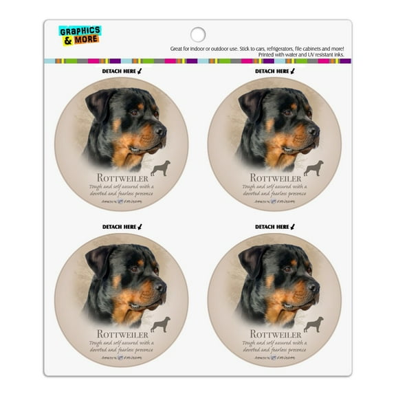 Rottweiler Rottie Dog Breed Refrigerator Fridge Locker Vinyl Circle Magnet Set