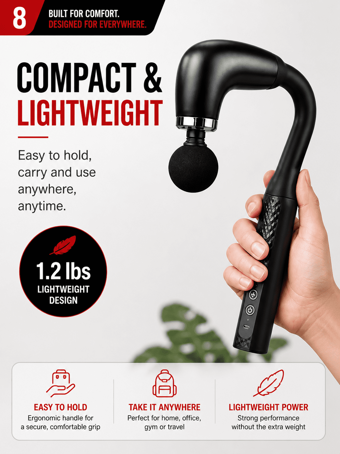 Massage Gun Electric Percussion Massager Deep Tissue Portable Handheld Muscle Relief Device Tool with 4 Heads for Neck Back Shoulder Body