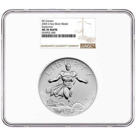 2025 Superman DC Comics 2.5 oz Silver Medal NGC MS70 Brown Label
