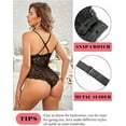thumbnail image 5 of Chunoy Women Snap Crotch Lingerie Sexy Lace Bodysuit Deep V Teddy One Piece Lace Babydoll, 5 of 7