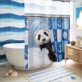 thumbnail image 5 of No Hook Shower Curtain, Funny Panda Shower Curtains for Bathroom with See Through Top Window, Cute Art Modern Lovely Animals on Showering Blue Waterproof & Washable Bath Curtain Extra Long 72"x96", 5 of 9
