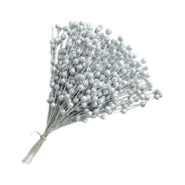 Billuyoard Oficina Navidad Artificial brillo baya decoración de escritorio accesorios de fotografía DIY simulación bayas banquete de compromiso Decoración del hogar Plata